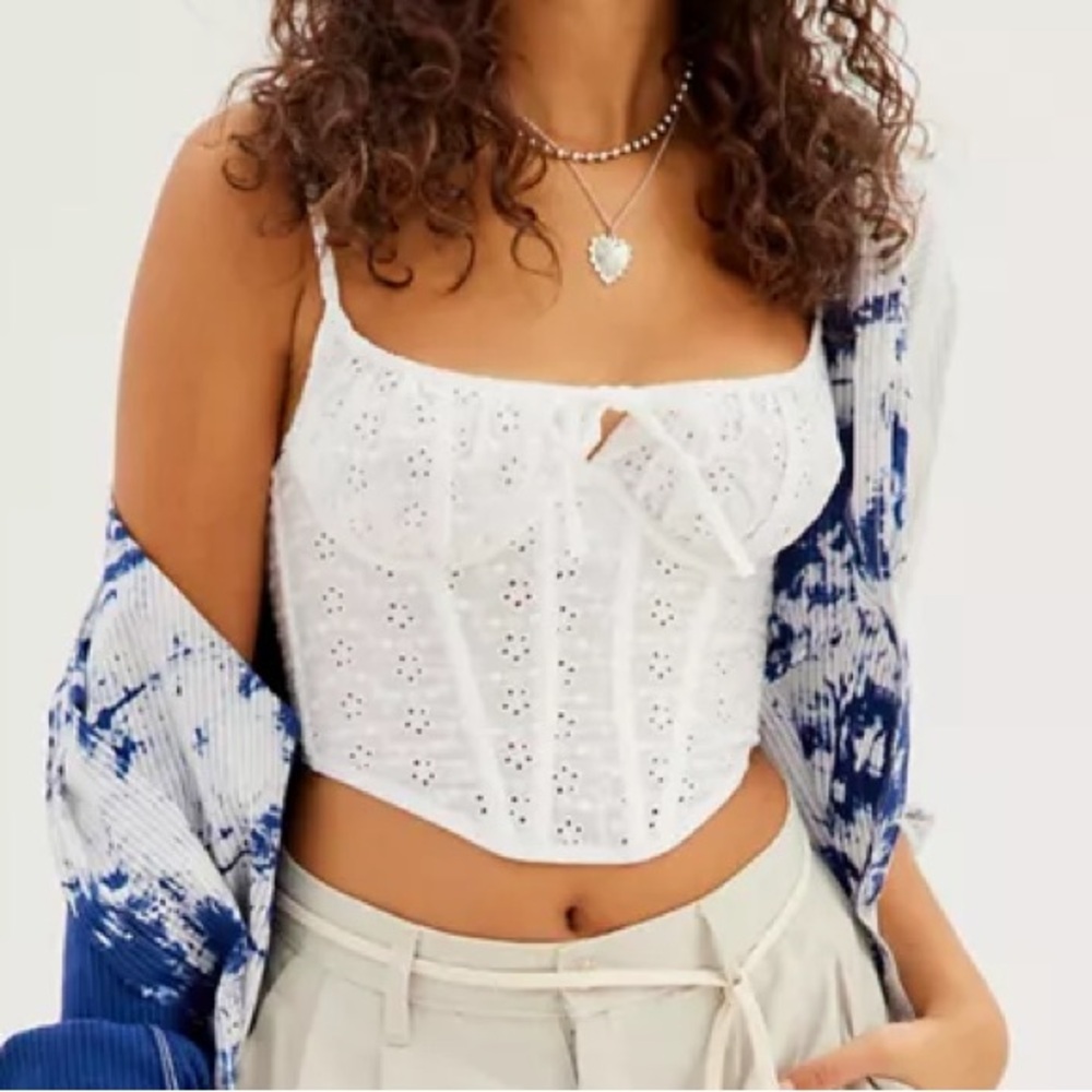 Urban Outfitters Out From Under Devon Eyelet Corset White